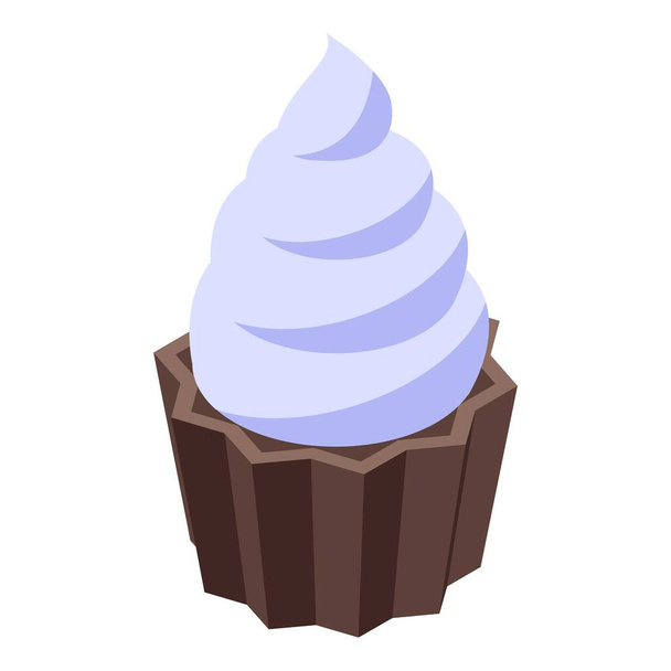 Krémes cupcake ikon, izometrikus stílus - Vektor, kép