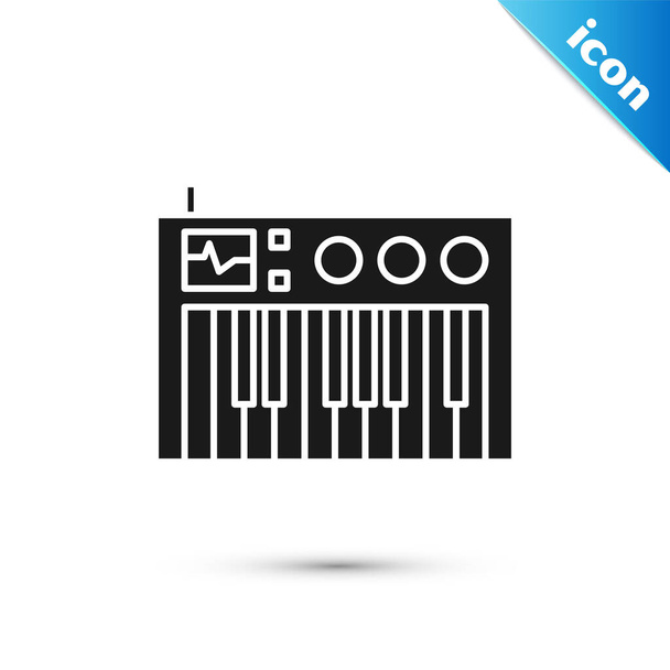 Icône de synthétiseur de musique noire isolée sur fond blanc. Piano électronique. Illustration vectorielle
 - Vecteur, image