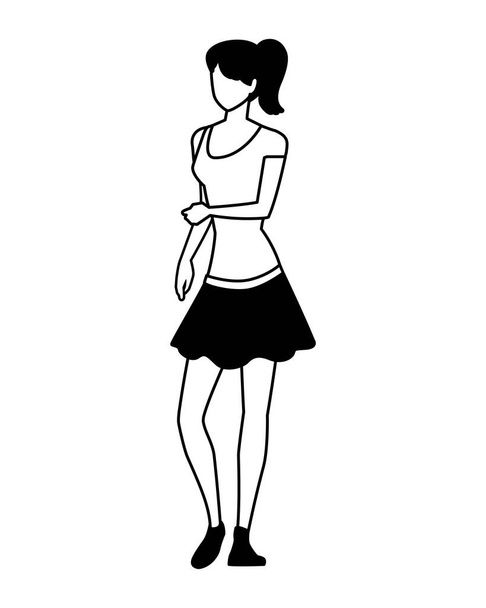 Jeune femme debout sur fond blanc
 - Vecteur, image