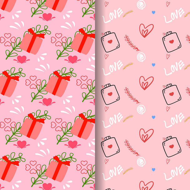 Cute Doodle Style Hearts Seamless Vector Pattern - Foto, Imagem