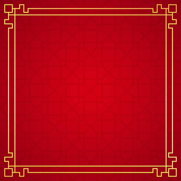 Keleti kínai határ dísz piros háttér, vektor illusztráció - Vektor, kép