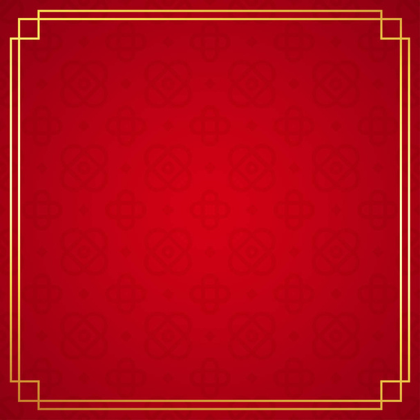 Oriental chinese border ornament on red background, vector illustration - Vector, Image