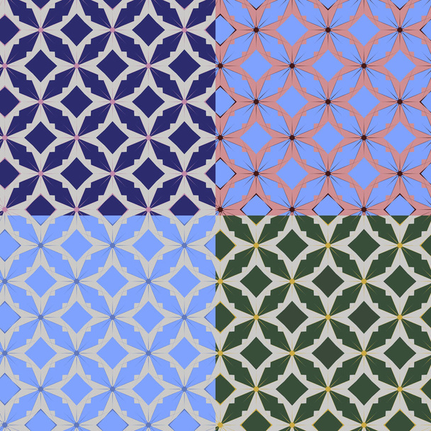 Set of four vector illustration. Geometric seamless pattern. - Vektor, obrázek
