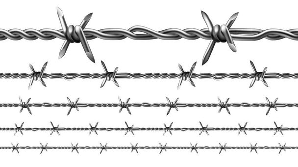 Wire Of Prison Fence Seamless Pattern Set Vector - Vector, Image