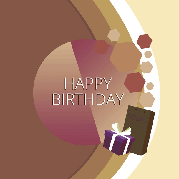 Text sign showing Happy Birthday. Conceptual photo The birth anniversary of a demonstrating is celebrated with presents Greeting Card Poster Gift Package Presentation Box Decorated by Bowknot. - Photo, Image
