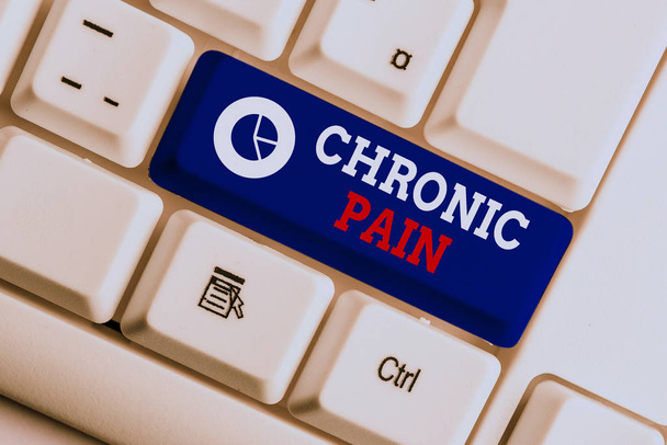 Handwriting text Chronic Pain. Concept meaning pain that is ongoing and usually lasts longer than six months White pc keyboard with empty note paper above white background key copy space. - Photo, Image