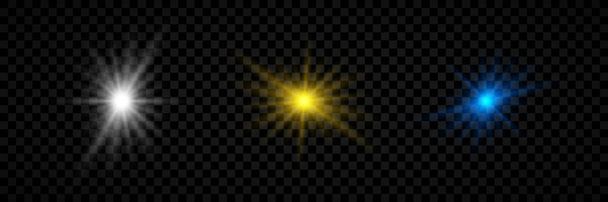 レンズフレアの三つの光の効果のセット - ベクター画像