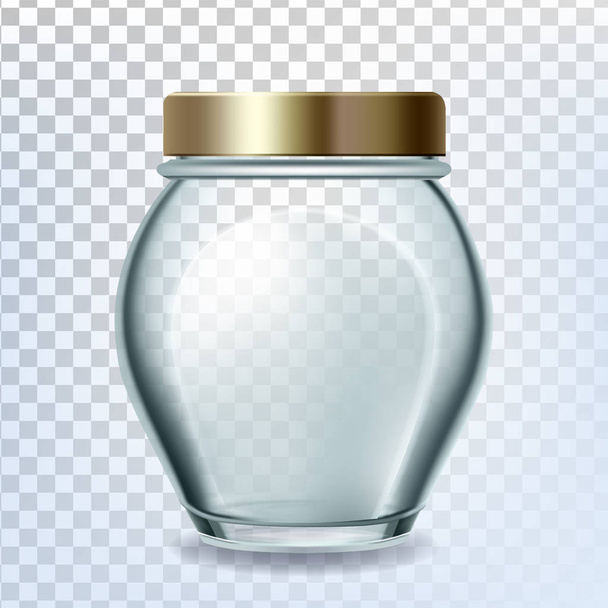 Botella de vidrio cerrada por tapa dorada para el vector del azúcar
 - Vector, imagen