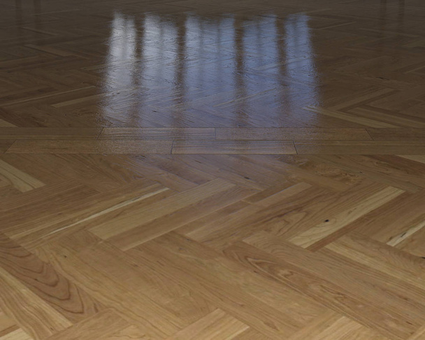 wooden slatted floor with reflections - Photo, Image