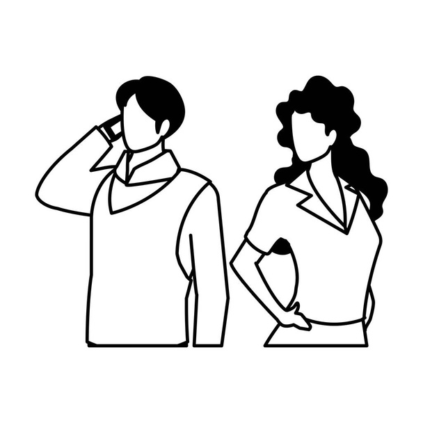 business couple faceless on white background - Vector, Image