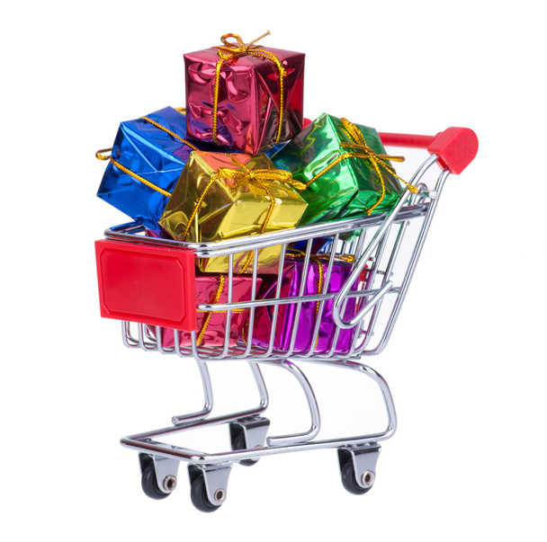 Shopping Cart With Gift Boxes - Fotó, kép