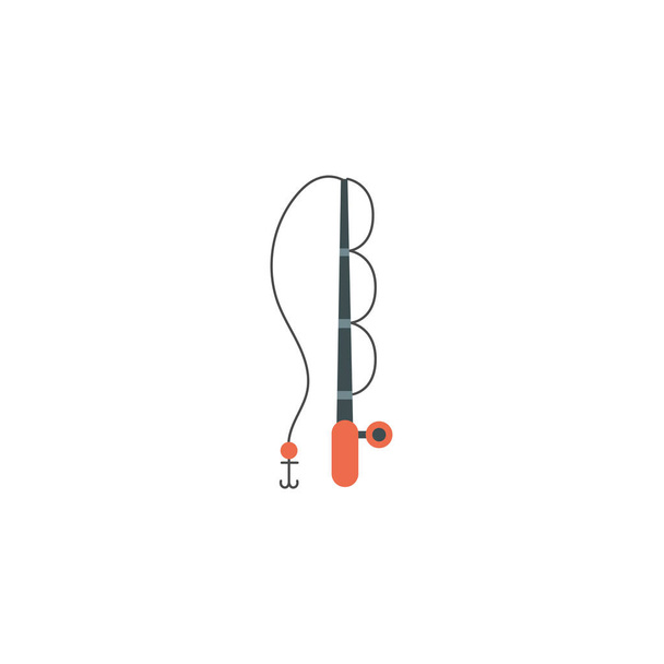 Isolated camping fishing rod icon flat design - Vector, afbeelding