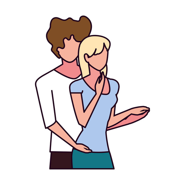 paar in liefde, man en vrouw tonen genegenheid - Vector, afbeelding