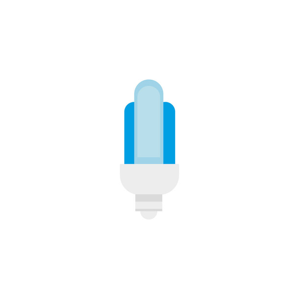 blaue Glühbirne LED Energie Strom Licht flache Symbol - Vektor, Bild