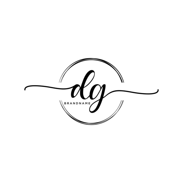 DG Initial handwriting logo with circle template vector. - Vector, Image