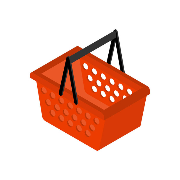 Shopping basket isometric isolated. Geometric supermarket basket - Vector, Image