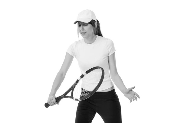Tenis raketli genç kız. - Fotoğraf, Görsel