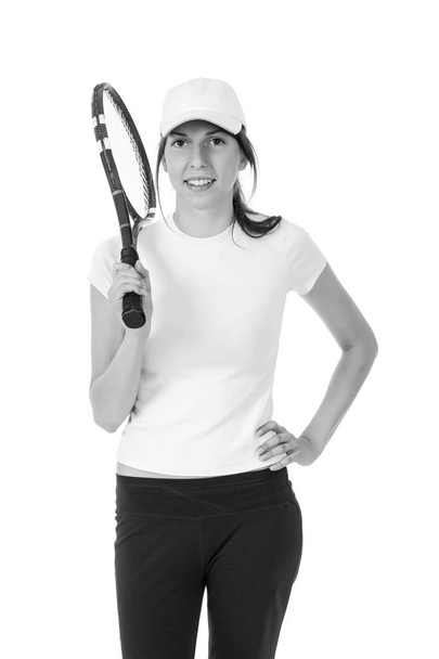 jong meisje met een tennis racket - Foto, afbeelding