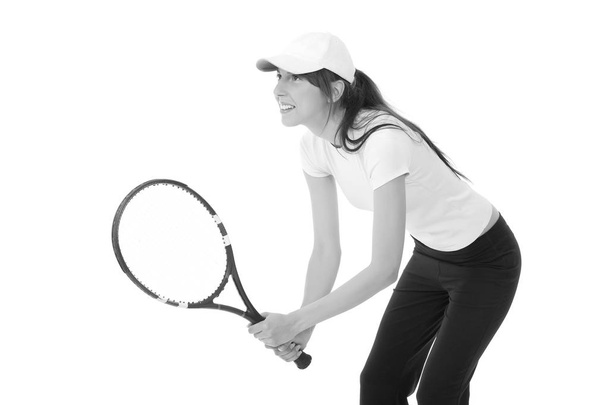 Молодая девушка с теннисной ракеткой - Фото, изображение