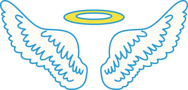 Cute Pop Angel wings with angel ring  - Vector, Image