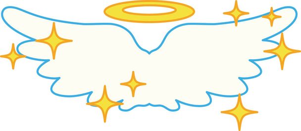 Leuke Pop Angel vleugels met engelenring en glitter  - Vector, afbeelding