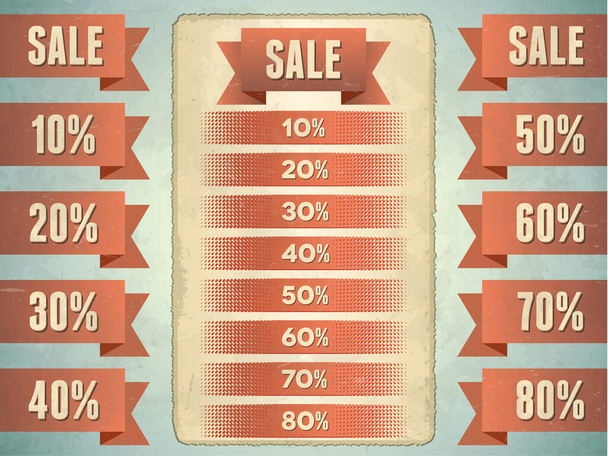 Set of sale ribbons with percents - Vektor, obrázek
