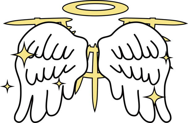Божественні крила ангела з гало
  - Вектор, зображення