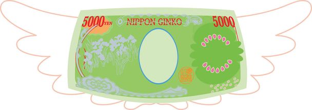 Esta é uma ilustração do verso da nota de 5000 ienes japoneses deformados
 - Vetor, Imagem