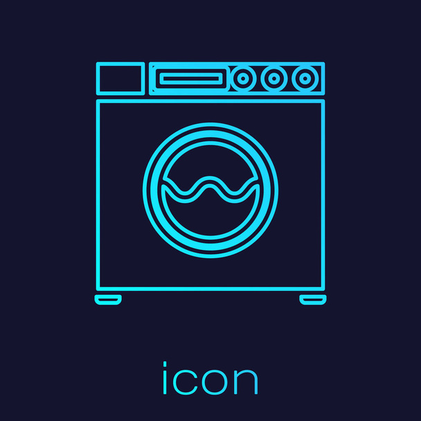 Turquoise line Washer icon isolated on blue background. Washing machine icon. Clothes washer - laundry machine. Home appliance symbol. Vector Illustration - Vector, Image
