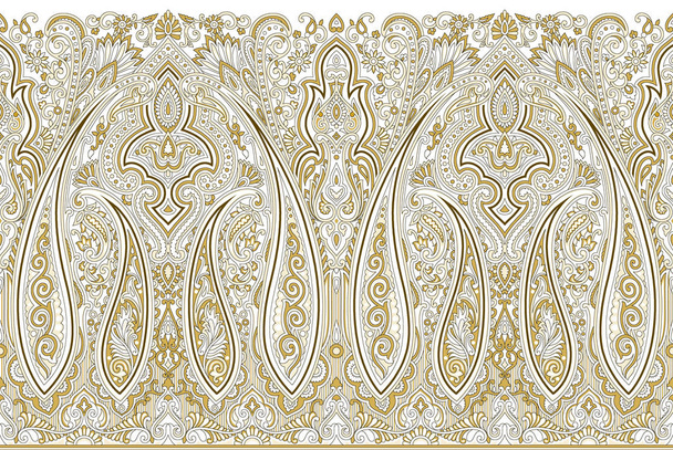 nahtloser goldener Paisley-Rand mit traditionellen asiatischen Designelementen - Foto, Bild