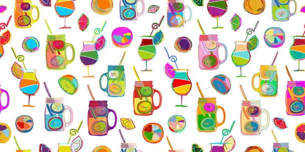 Pop art citrus party, seamless background design. - Vecteur, image