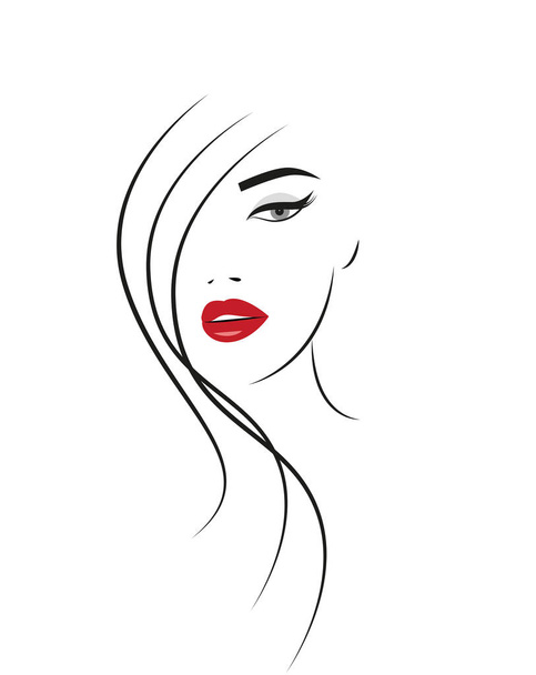 Vector _ Güzel Kadın yüzü logosu - Vektör, Görsel