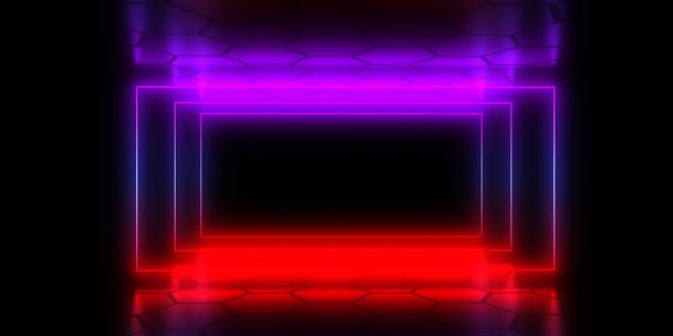 3D абстрактный фон с неоновыми огнями. 3d иллюстрация
 - Фото, изображение