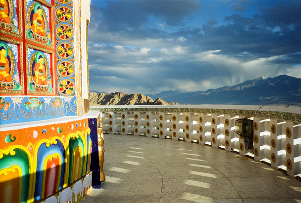 Paintings on the wall of shanti stupa - Photo, Image