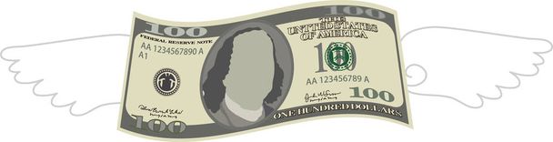 Tüy deforme olmuş 100 dolarlık banknot  - Vektör, Görsel