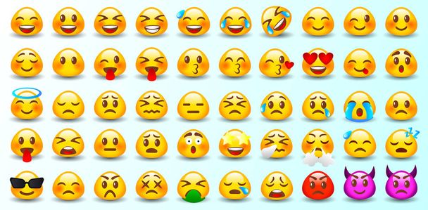 Set of Emoticons. Set of Emoji.  - Vector, Image