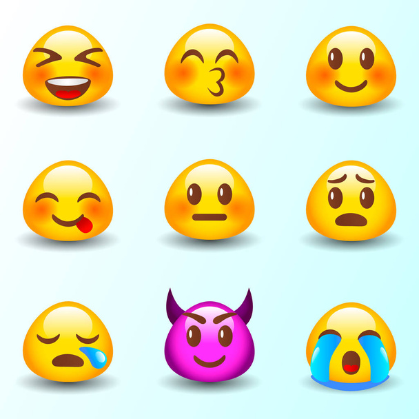 Set of Emoticons. Set of Emoji. - Vektör, Görsel