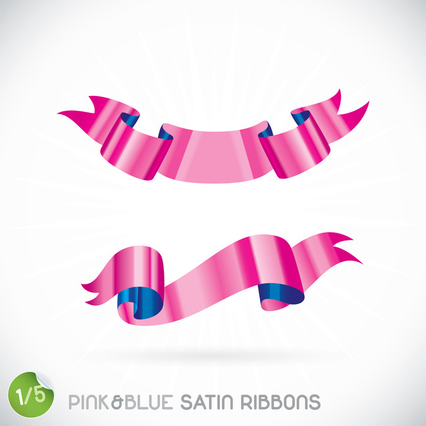 Розовые и синие сатинские ленточки
 - Вектор,изображение