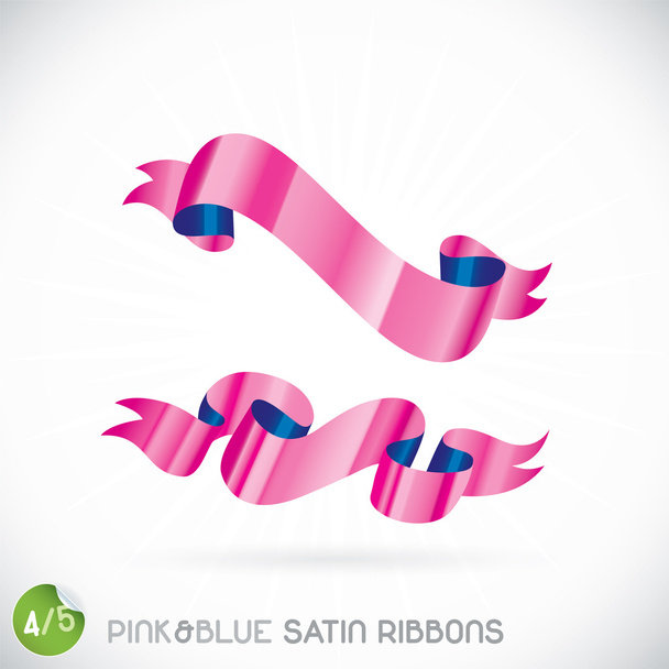 Розовые и синие сатинские ленточки
 - Вектор,изображение