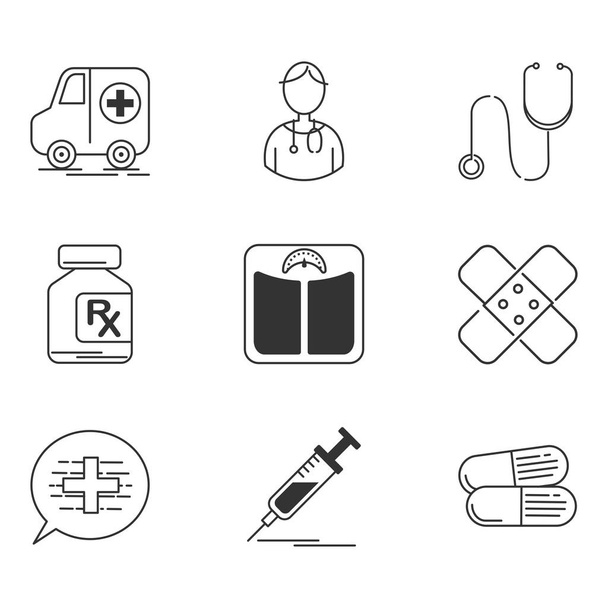 Orvosi ikonok készlet - vektor ikonikus szimbólum - Vektor, kép