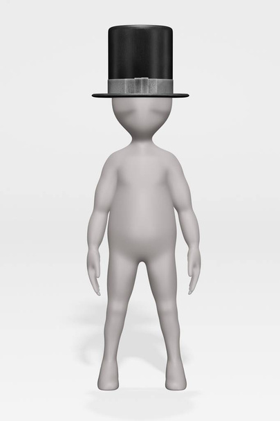 漫画のキャラクターの帽子と 3 d のレンダリング - 写真・画像