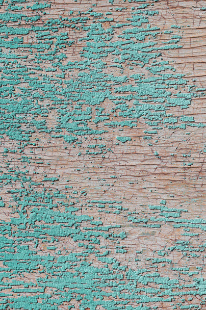 Old and peeling paint Over time, the green paint peeled off from the old boards and the wood texture cracked. Vintage Abstract Grunge Background - Fotoğraf, Görsel