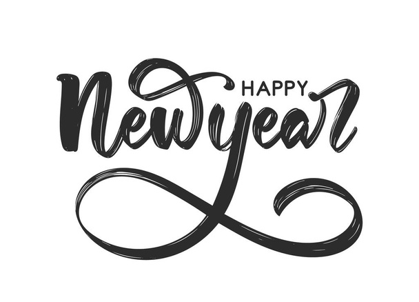 Handwritten textured brush lettering composition of Happy New Year on white background. - Vector, Image