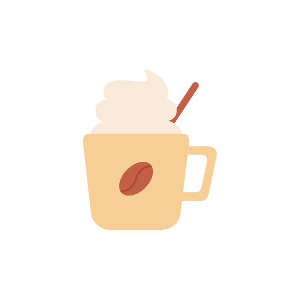 独立したコーヒーマグカップアイコンフラットデザイン - ベクター画像