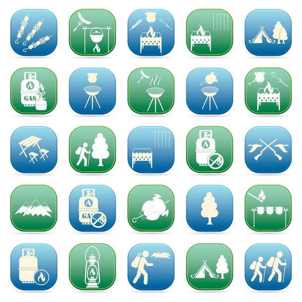 Symbole für Reise- und Campingausrüstung - Vektor, Bild