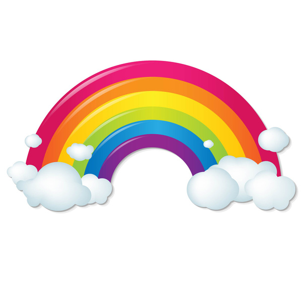 Color Rainbow With Clouds - Vector, Image