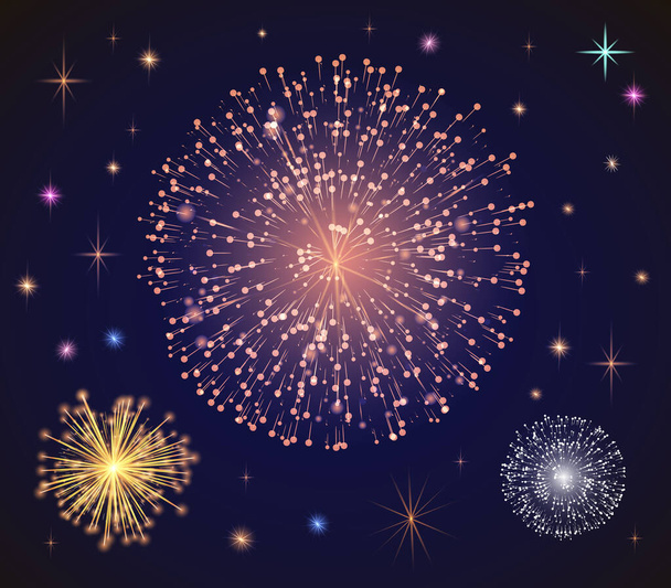 Fireworks for Holidays Celebration in Evening - Vector, Image