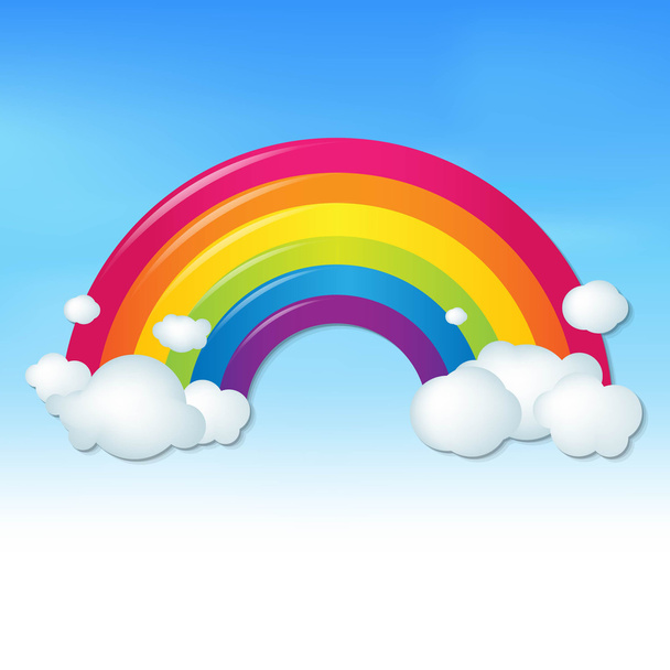 Cor Arco-íris com nuvens e céu azul
 - Vetor, Imagem
