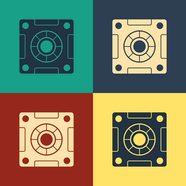 Color Safe icon isolated on color background. The door safe a bank vault with a combination lock. Reliable Data Protection. Vintage style drawing. Vector Illustration - Vector, Imagen