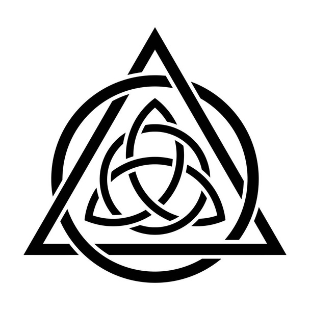 Triquetra à l'intérieur d'un triangle entrelacé avec un symbole de cercle
 - Photo, image